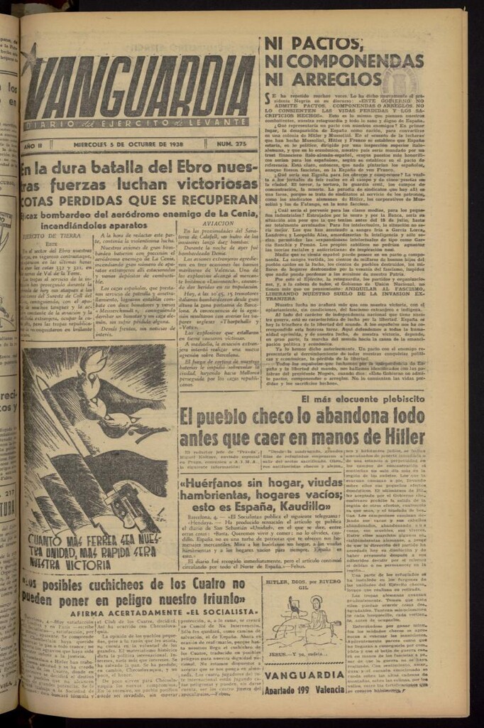 Miniatura de Vanguardia: Diario del Comisariado del Ejército de Levante del 5 de octubre de 1938, nº 275