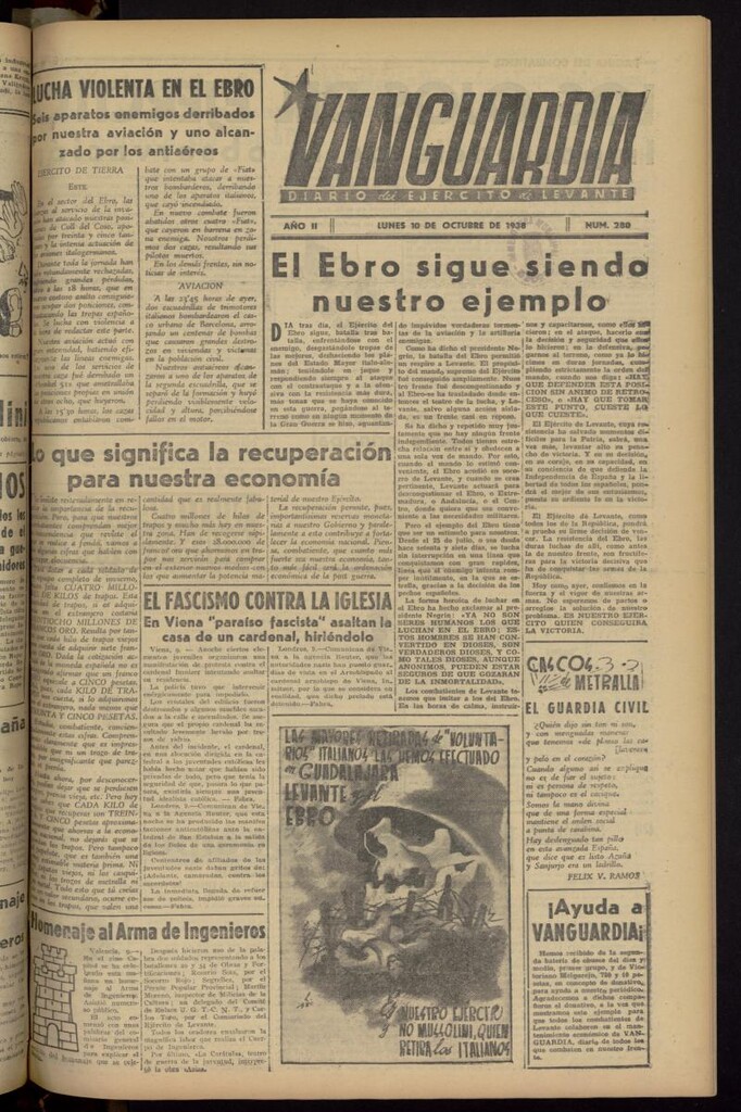 Miniatura de Vanguardia: Diario del Comisariado del Ejército de Levante del 10 de octubre de 1938, nº 280