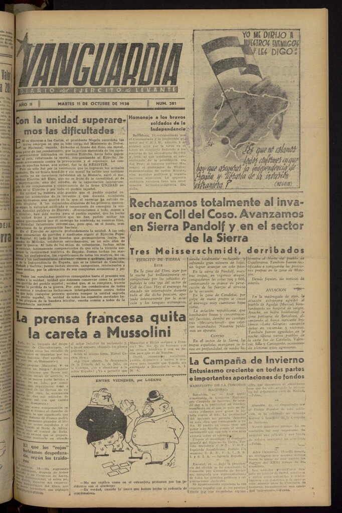 Miniatura de Vanguardia: Diario del Comisariado del Ejército de Levante del 11 de octubre de 1938, nº 281