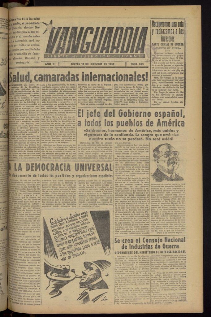 Miniatura de Vanguardia: Diario del Comisariado del Ejército de Levante del 13 de octubre de 1938, nº 283
