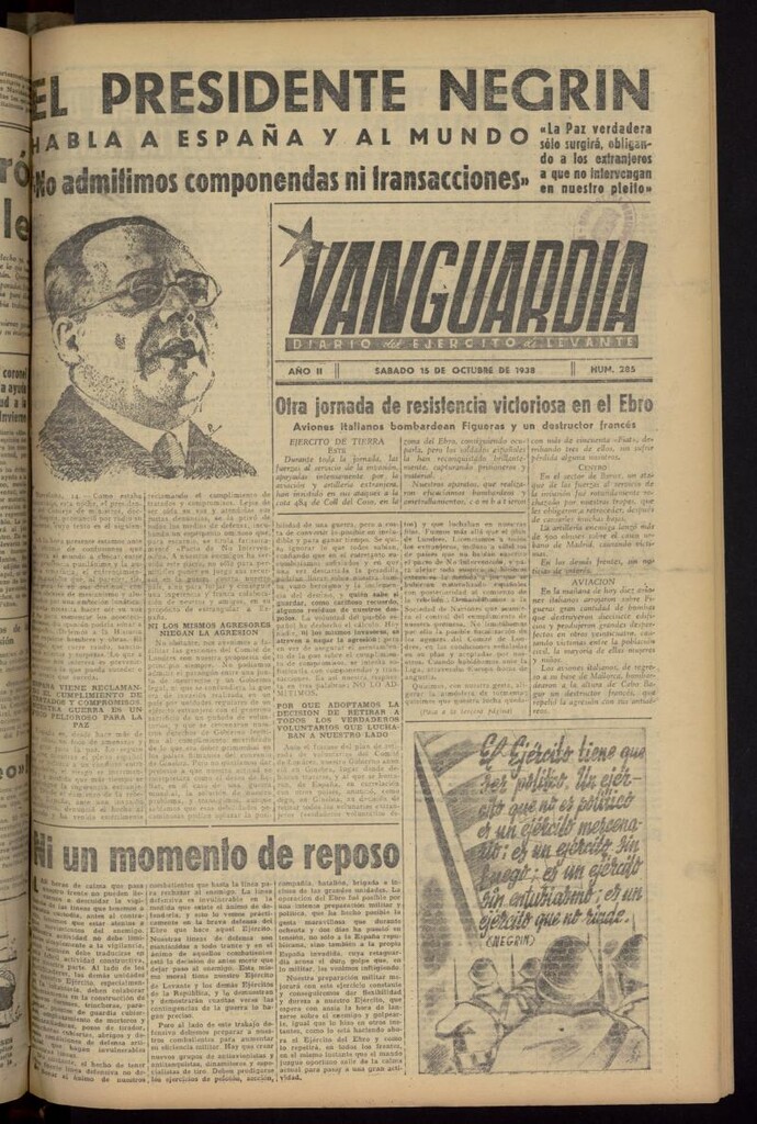Miniatura de Vanguardia: Diario del Comisariado del Ejército de Levante del 15 de octubre de 1938, nº 285