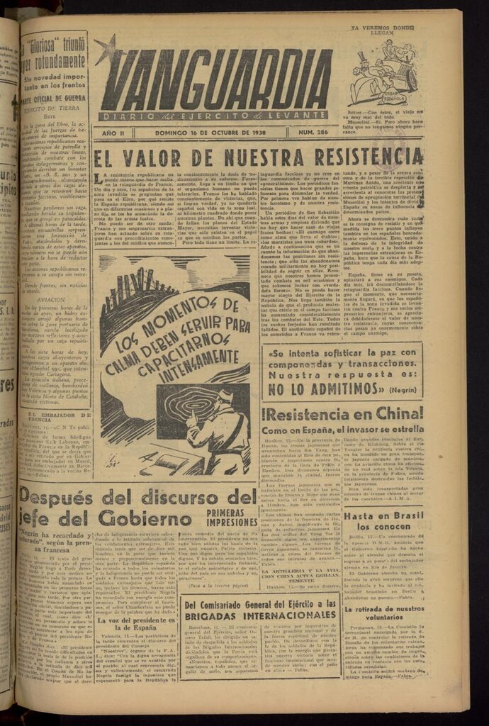 Miniatura de Vanguardia: Diario del Comisariado del Ejército de Levante del 16 de octubre de 1938, nº 286