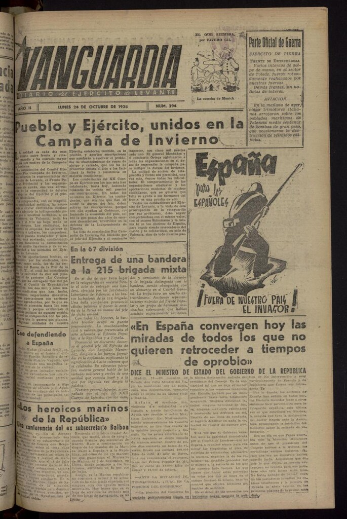 Miniatura de Vanguardia: Diario del Comisariado del Ejército de Levante del 24 de octubre de 1938, nº 294