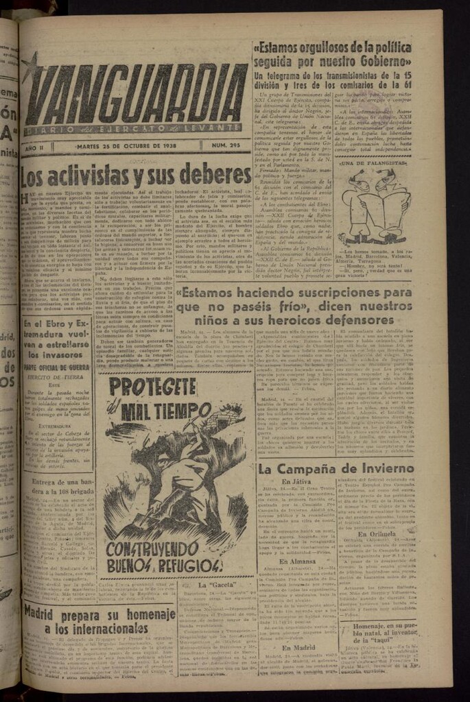 Miniatura de Vanguardia: Diario del Comisariado del Ejército de Levante del 25 de octubre de 1938, nº 295