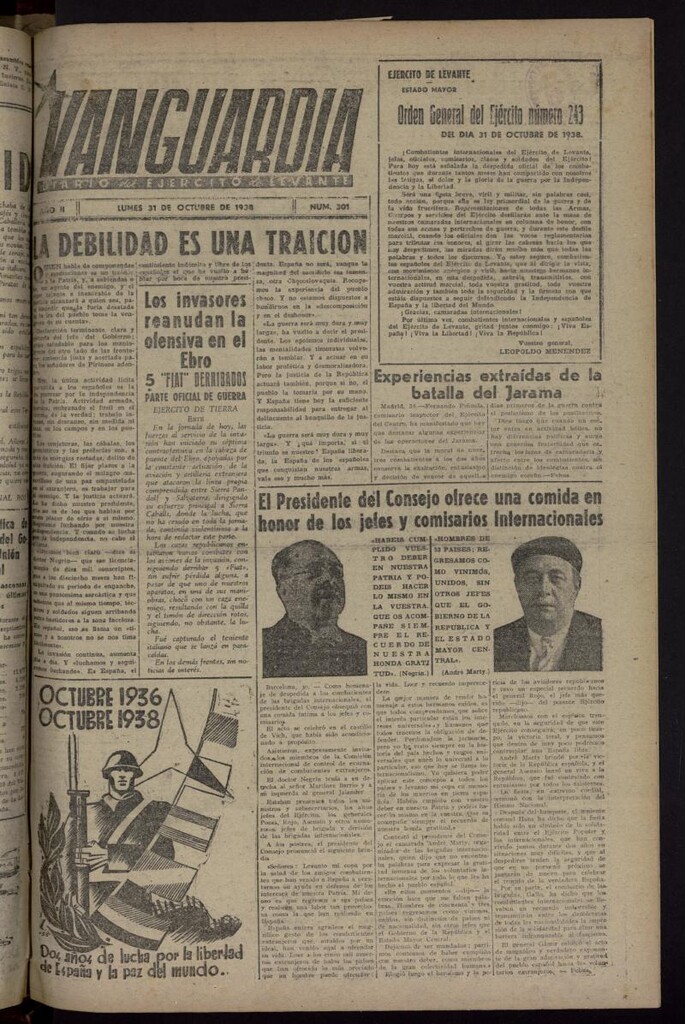 Miniatura de Vanguardia: Diario del Comisariado del Ejército de Levante del 31 de octubre de 1938, nº 301