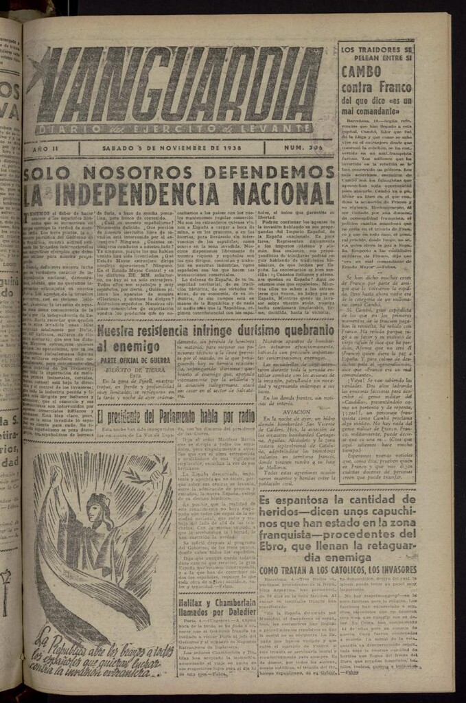 Miniatura de Vanguardia: Diario del Comisariado del Ejército de Levante del 5 de noviembre de 1938, nº 306