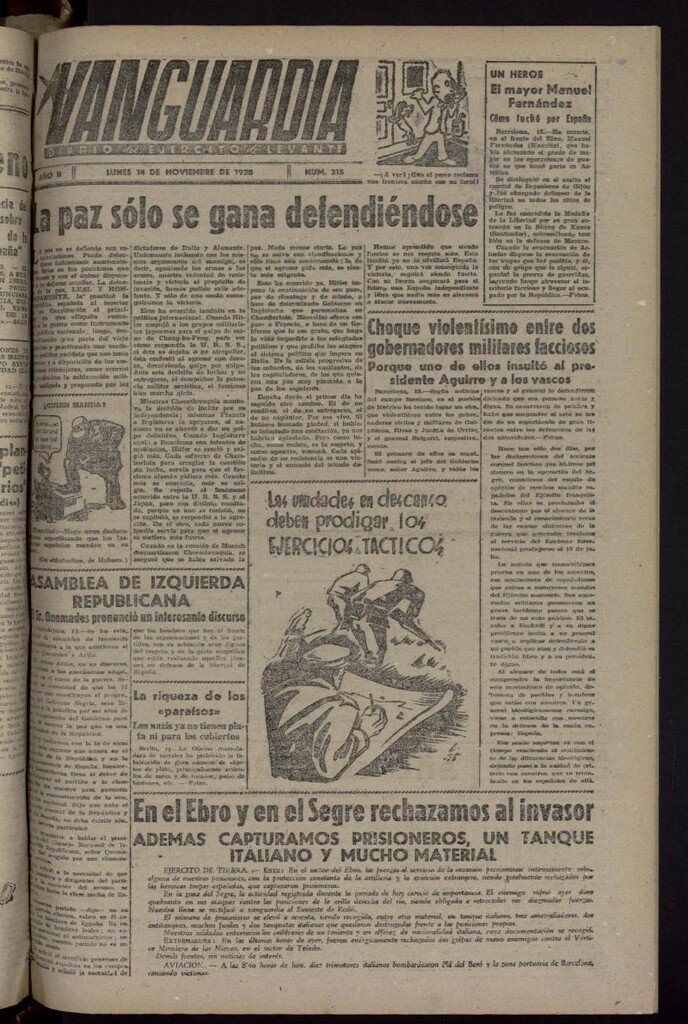 Miniatura de Vanguardia: Diario del Comisariado del Ejército de Levante del 14 de noviembre de 1938, nº 315