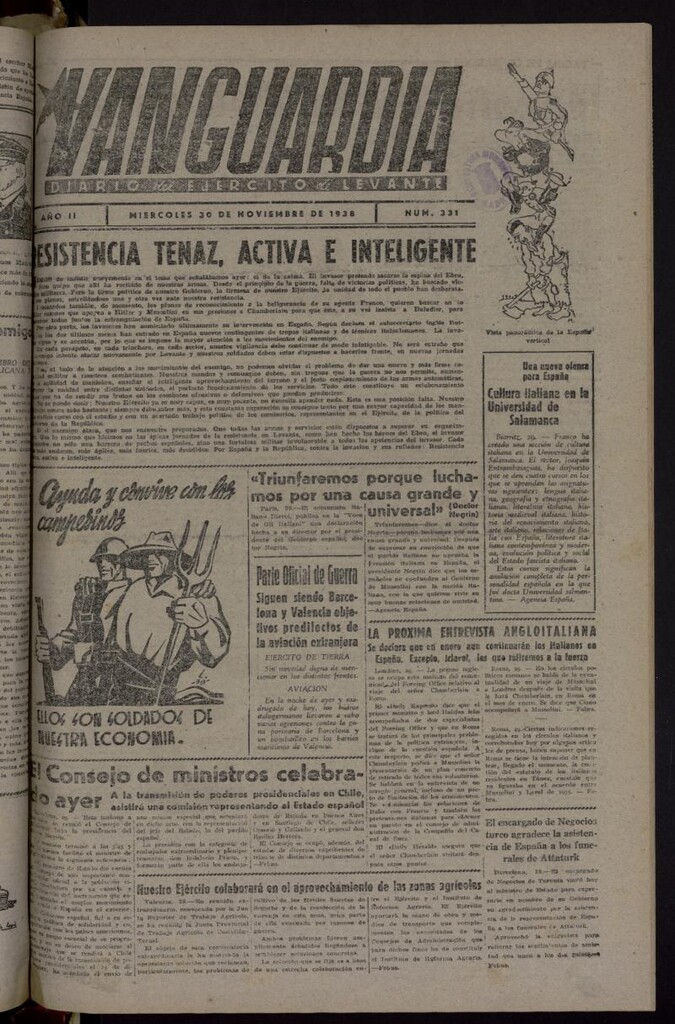 Miniatura de Vanguardia: Diario del Comisariado del Ejército de Levante del 30 de noviembre de 1938, nº 331