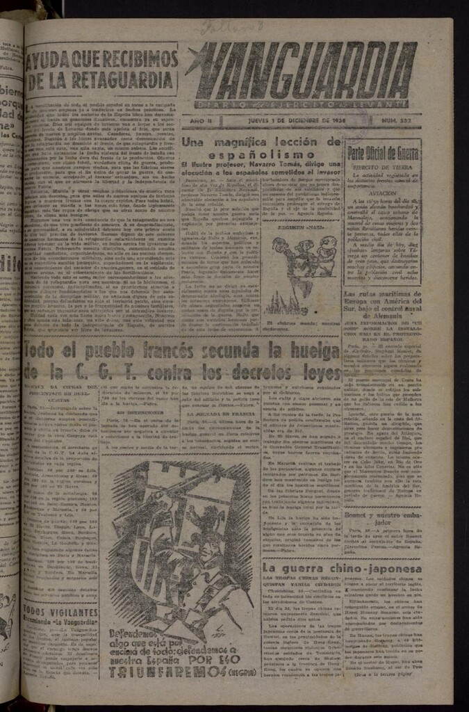Miniatura de Vanguardia: Diario del Comisariado del Ejército de Levante del 1 de diciembre de 1938, nº 332