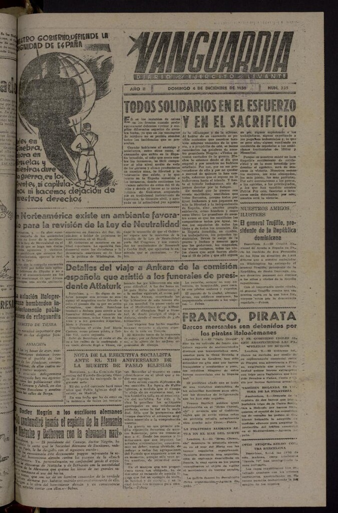 Miniatura de Vanguardia: Diario del Comisariado del Ejército de Levante del 4 de diciembre de 1938, nº 335