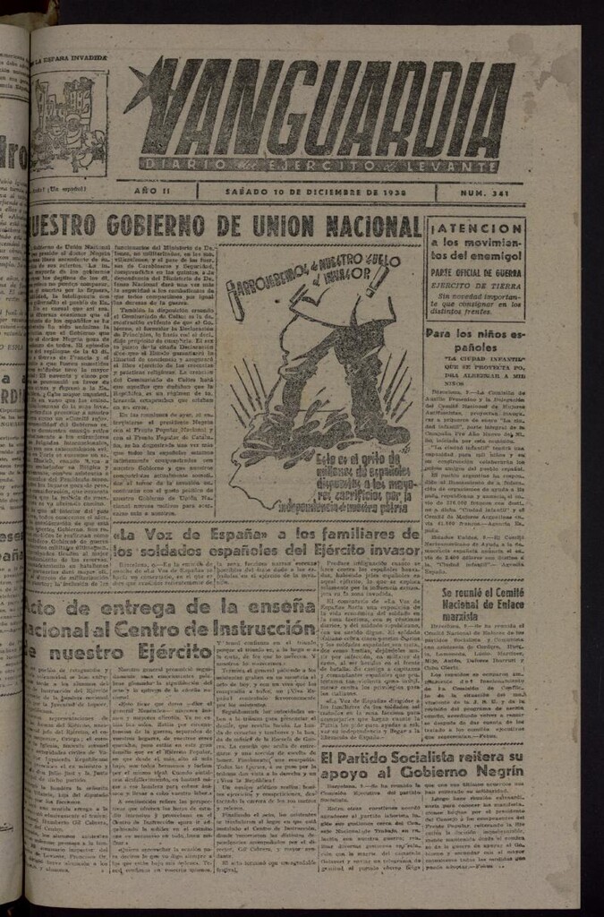 Miniatura de Vanguardia: Diario del Comisariado del Ejército de Levante del 10 de diciembre de 1938, nº 341