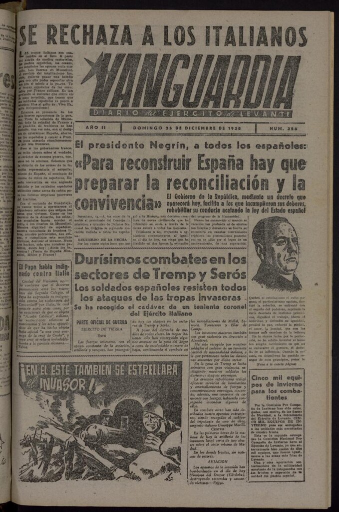 Miniatura de Vanguardia: Diario del Comisariado del Ejército de Levante del 25 de diciembre de 1938, nº 356