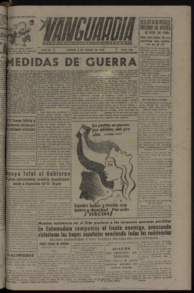 Miniatura de Vanguardia: Diario del Comisariado del Ejército de Levante del 6 de enero de 1939, nº 368