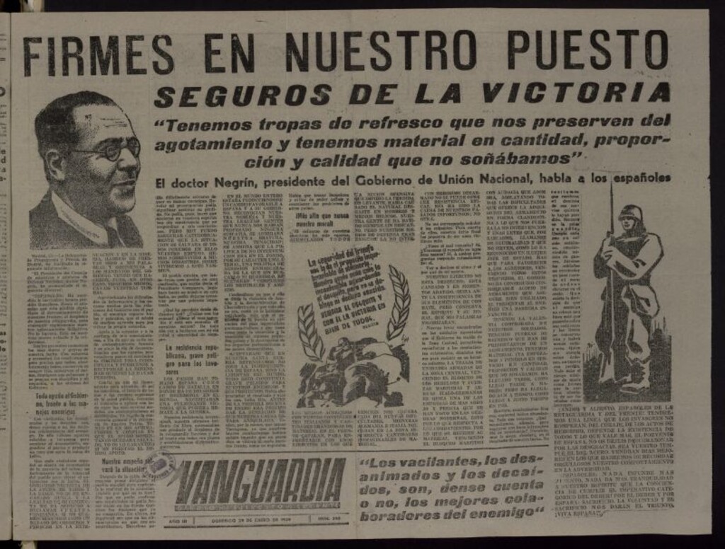 Miniatura de Vanguardia: Diario del Comisariado del Ejército de Levante del 29 de enero de 1939, nº 390