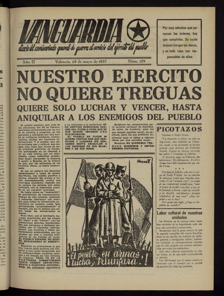 Miniatura de Vanguardia: Diario del Comisariado General de Guerra al servicio del ejército del pueblo del 28 de mayo de 1937, nº 159