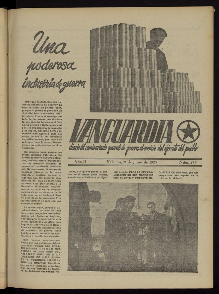 Miniatura de Vanguardia: Diario del Comisariado General de Guerra al servicio del ejército del pueblo del 11 de junio de 1937, nº 173