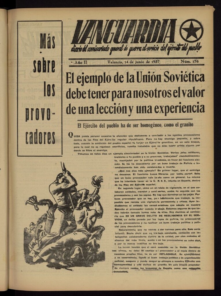 Miniatura de Vanguardia: Diario del Comisariado General de Guerra al servicio del ejército del pueblo del 14 de junio de 1937, nº 176