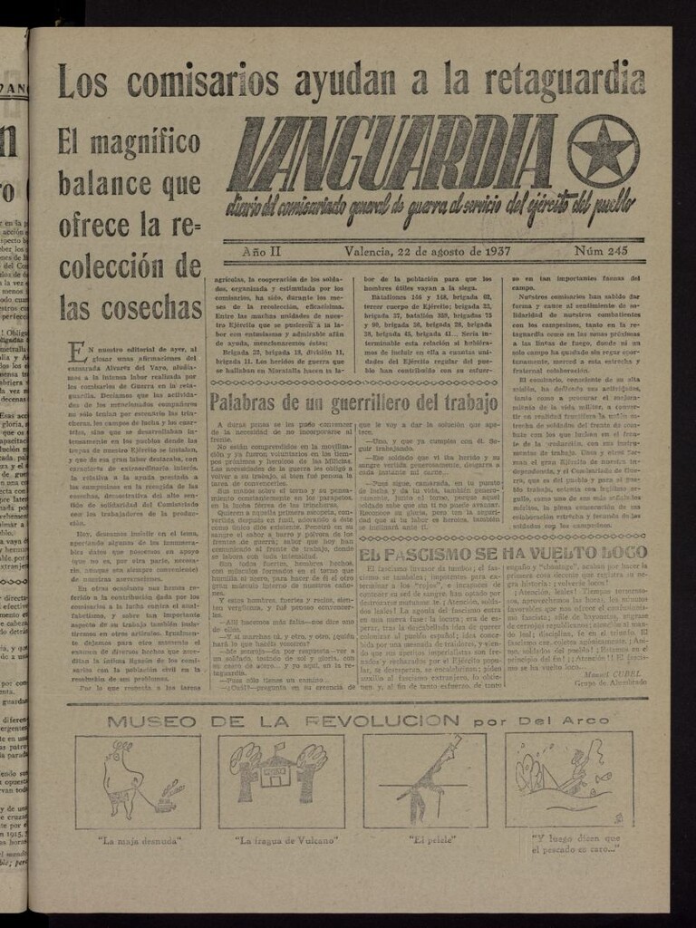 Miniatura de Vanguardia: Diario del Comisariado General de Guerra al servicio del ejército del pueblo del 22 de agosto de 1937, nº 245