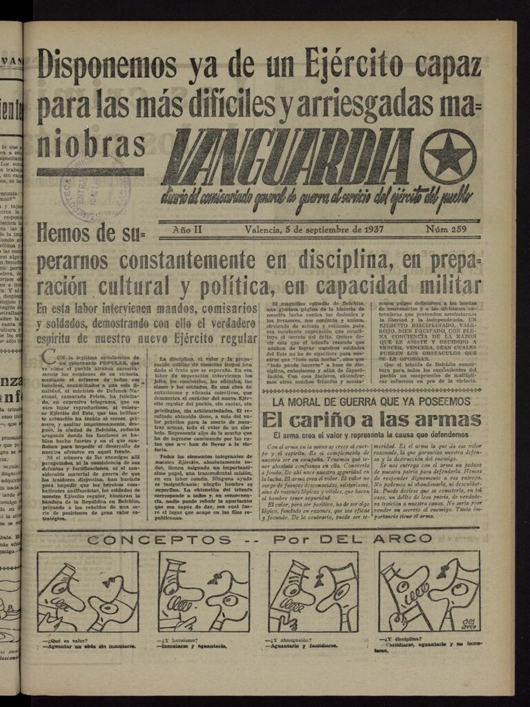 Miniatura de Vanguardia: Diario del Comisariado General de Guerra al servicio del ejército del pueblo del 5 de septiembre de 1937, nº 259