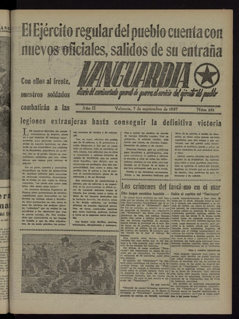 Miniatura de Vanguardia: Diario del Comisariado General de Guerra al servicio del ejército del pueblo del 7 de septiembre de 1937, nº 261