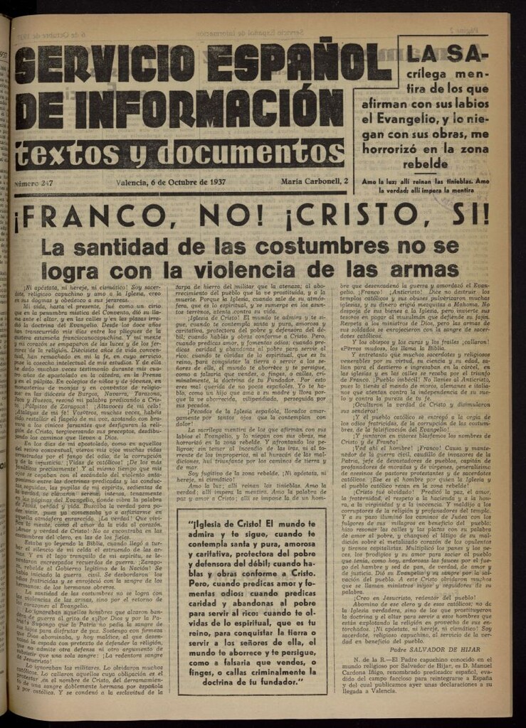 Miniatura de Servicio Español de Información : textos y documentos del 6 de octubre de 1937, nº 247