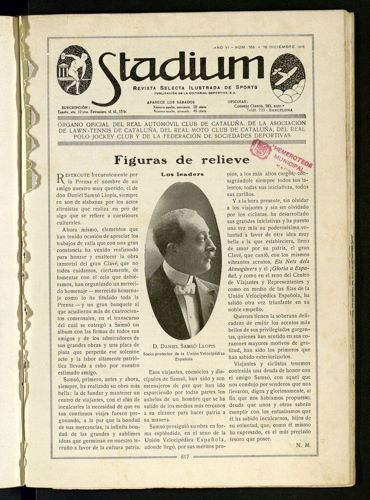 Miniatura de Stadium: revista ilustrada técnica y deportiva del 16 de diciembre de 1916, nº 186