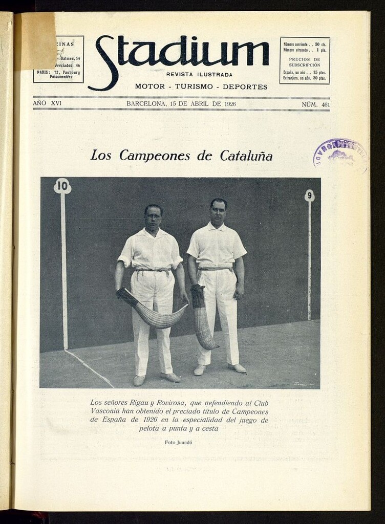 Miniatura de Stadium: revista ilustrada técnica y deportiva del 15 de abril de 1926, nº 461