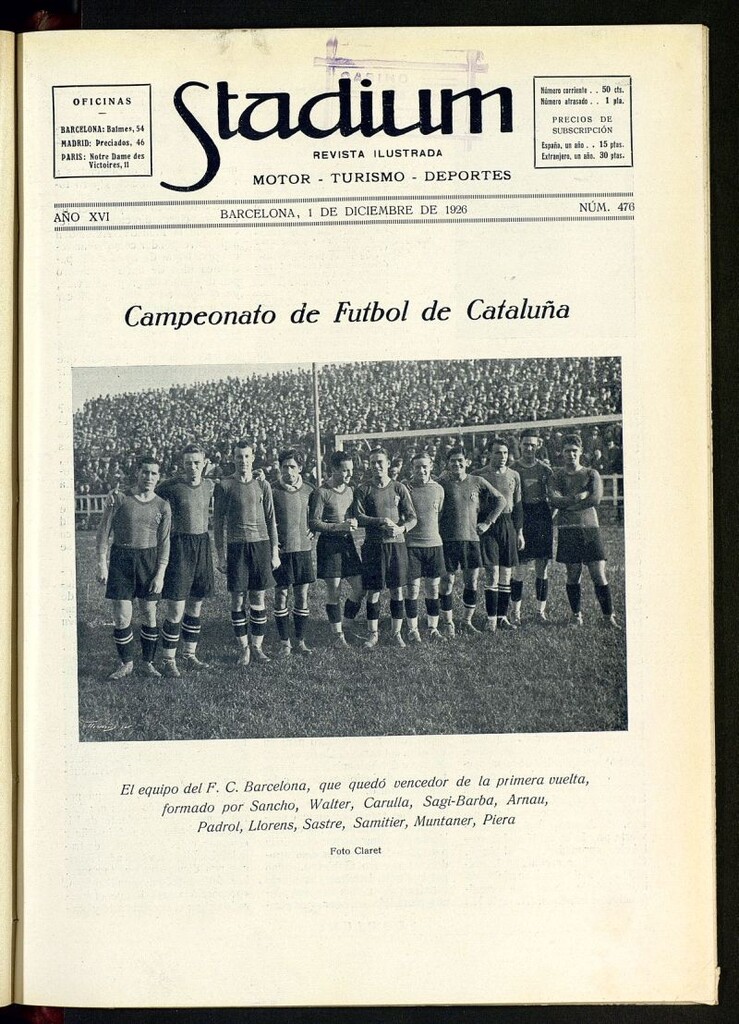 Miniatura de Stadium: revista ilustrada técnica y deportiva del 1 de diciembre de 1926, nº 476