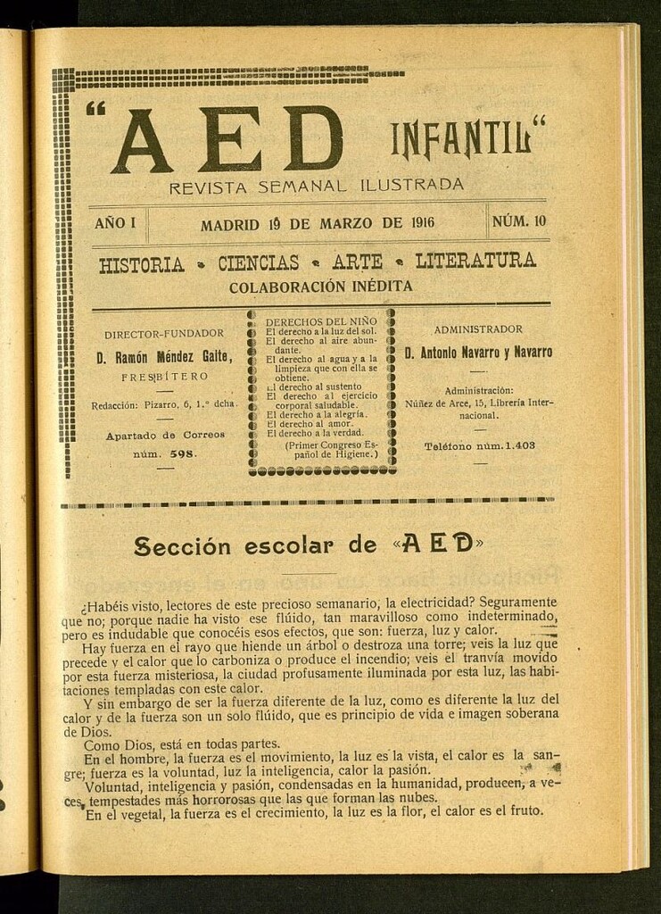 Miniatura de A.E.D. Infantil : revista semanal ilustrada del 19 de marzo de 1916, nº 10