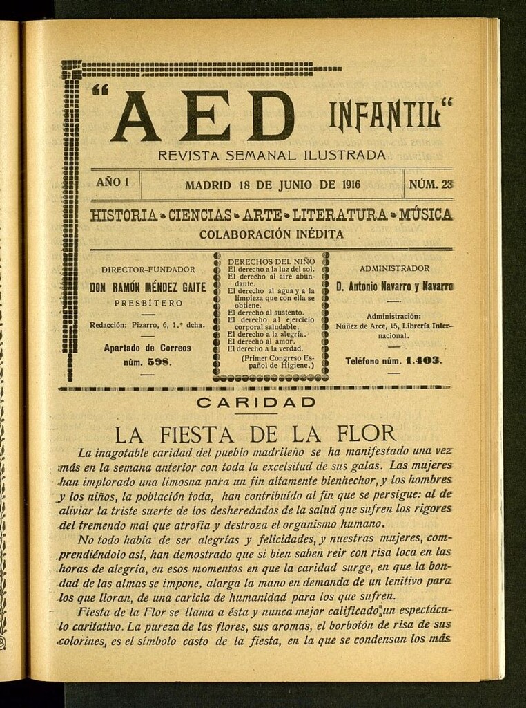 Miniatura de A.E.D. Infantil : revista semanal ilustrada del 18 de junio de 1916, nº 23