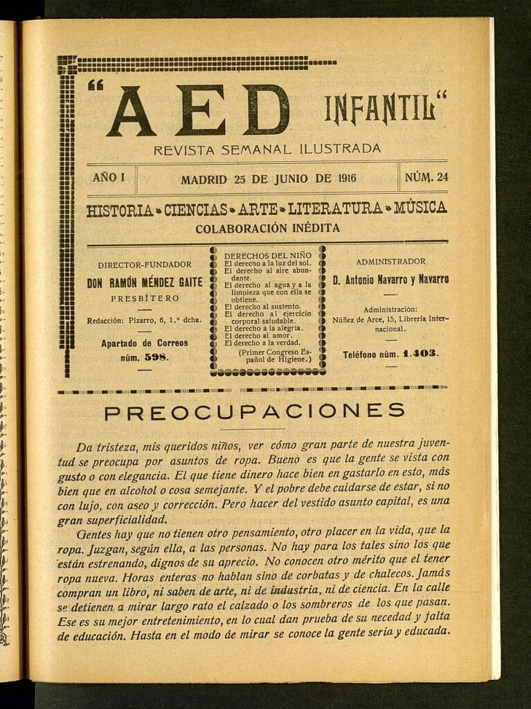 Miniatura de A.E.D. Infantil : revista semanal ilustrada del 25 de junio de 1916, nº 24