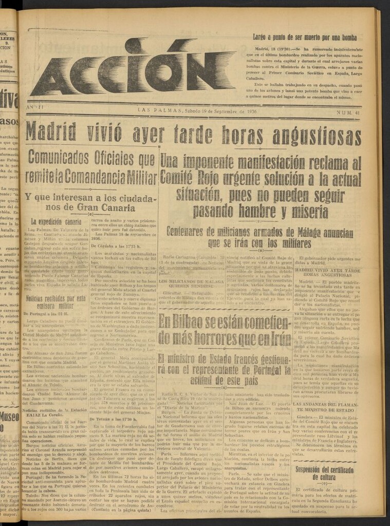 Miniatura de Acción (Las Palmas de Gran Canaria) del 19 de septiembre de 1936, nº 418