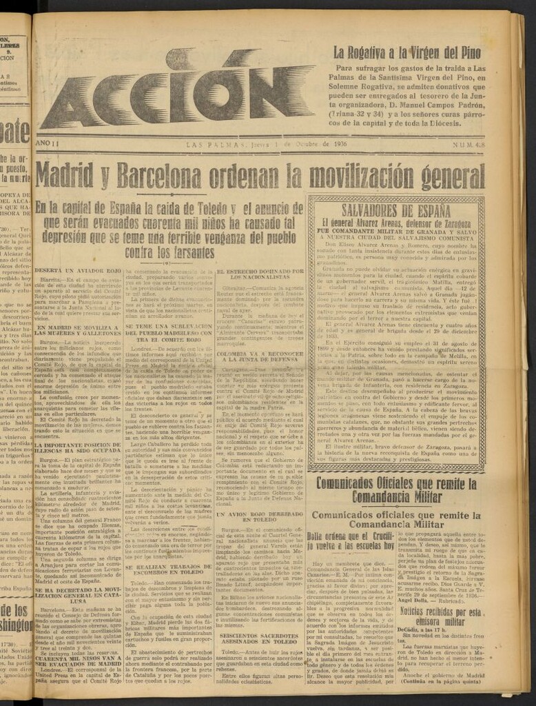 Miniatura de Acción (Las Palmas de Gran Canaria) del 1 de octubre de 1936, nº 428