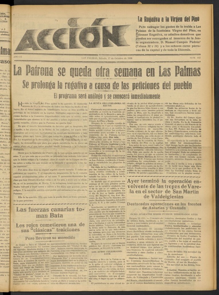 Miniatura de Acción (Las Palmas de Gran Canaria) del 17 de octubre de 1936, nº 442
