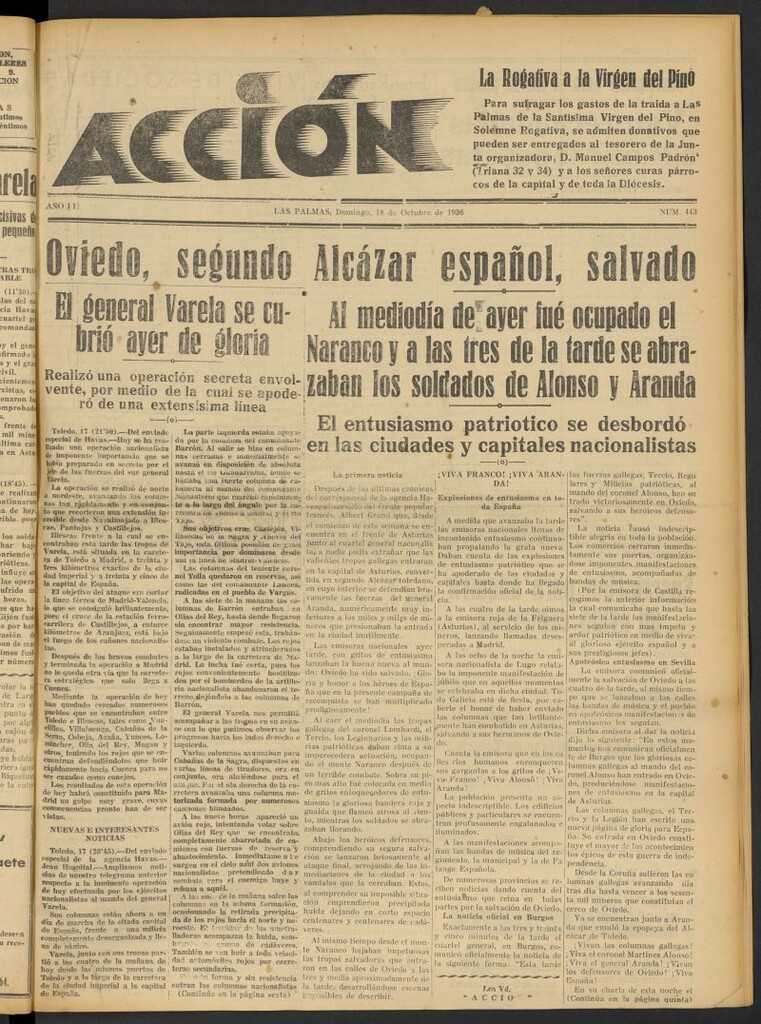 Miniatura de Acción (Las Palmas de Gran Canaria) del 18 de octubre de 1936, nº 443