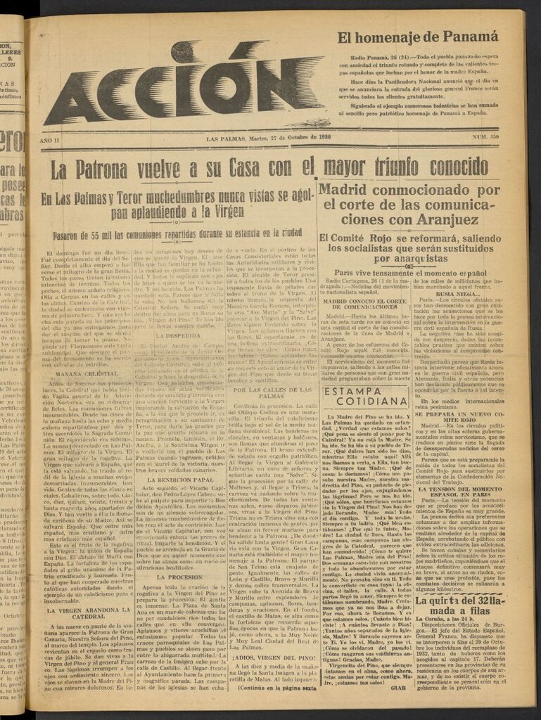 Miniatura de Acción (Las Palmas de Gran Canaria) del 27 de octubre de 1936, nº 450