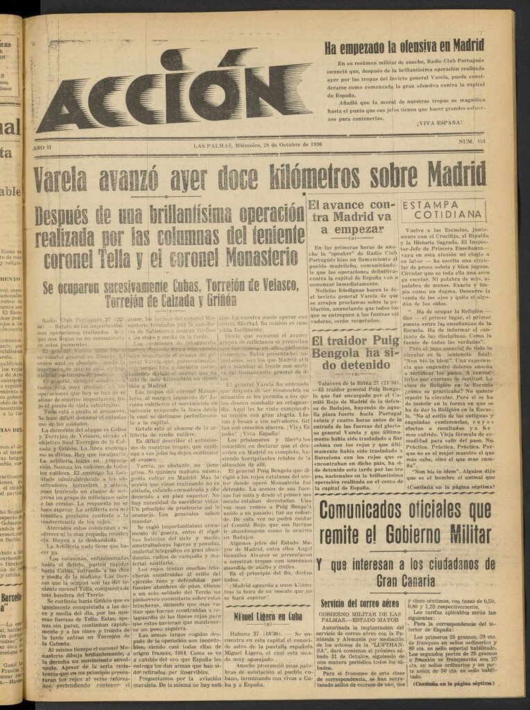 Miniatura de Acción (Las Palmas de Gran Canaria) del 28 de octubre de 1936, nº 451