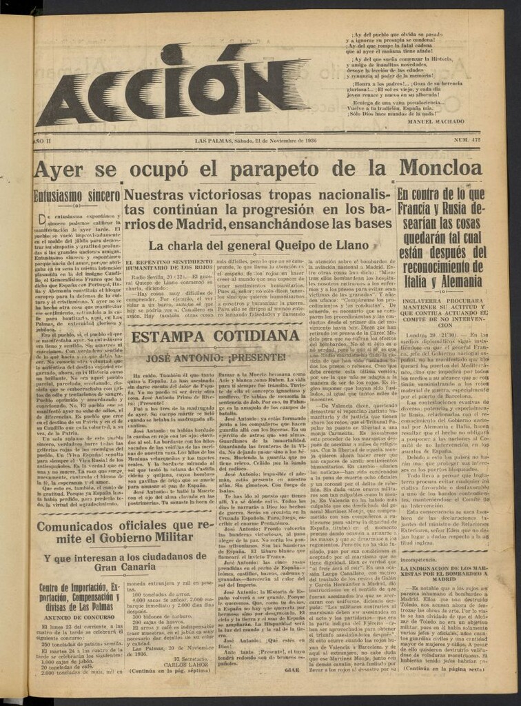 Miniatura de Acción (Las Palmas de Gran Canaria) del 21 de noviembre de 1936, nº 472
