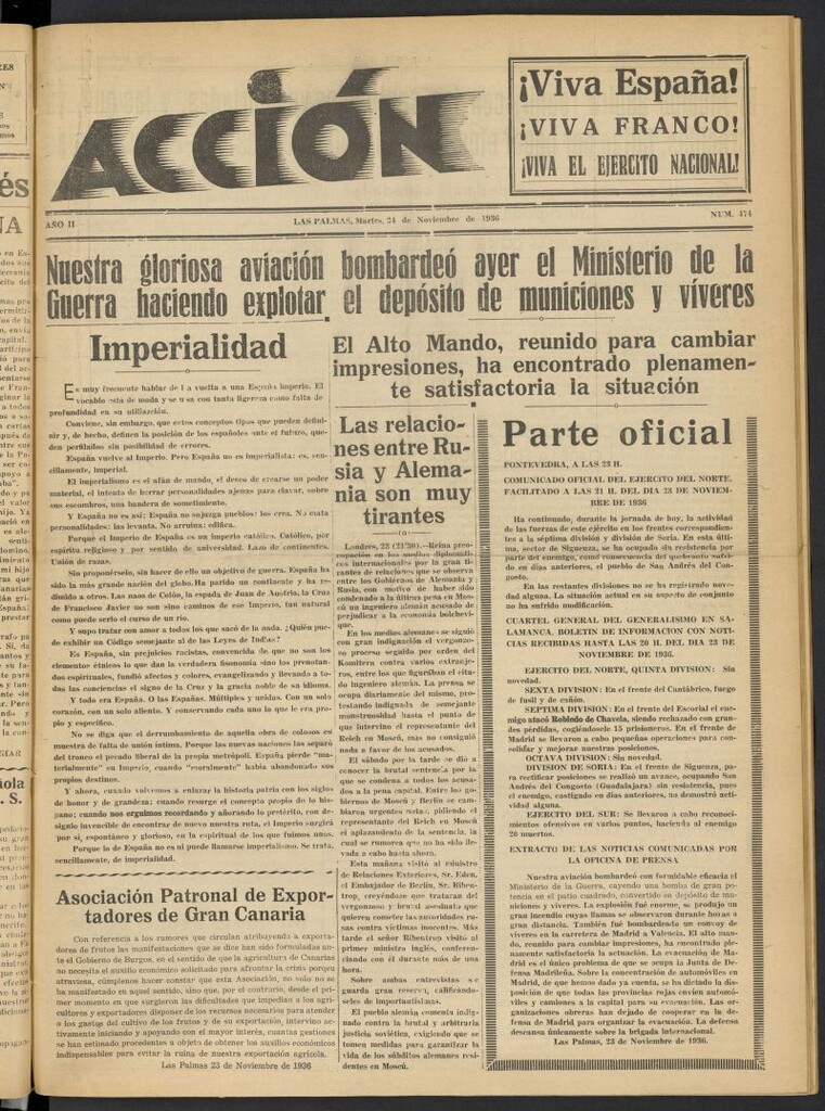 Miniatura de Acción (Las Palmas de Gran Canaria) del 24 de noviembre de 1936, nº 474