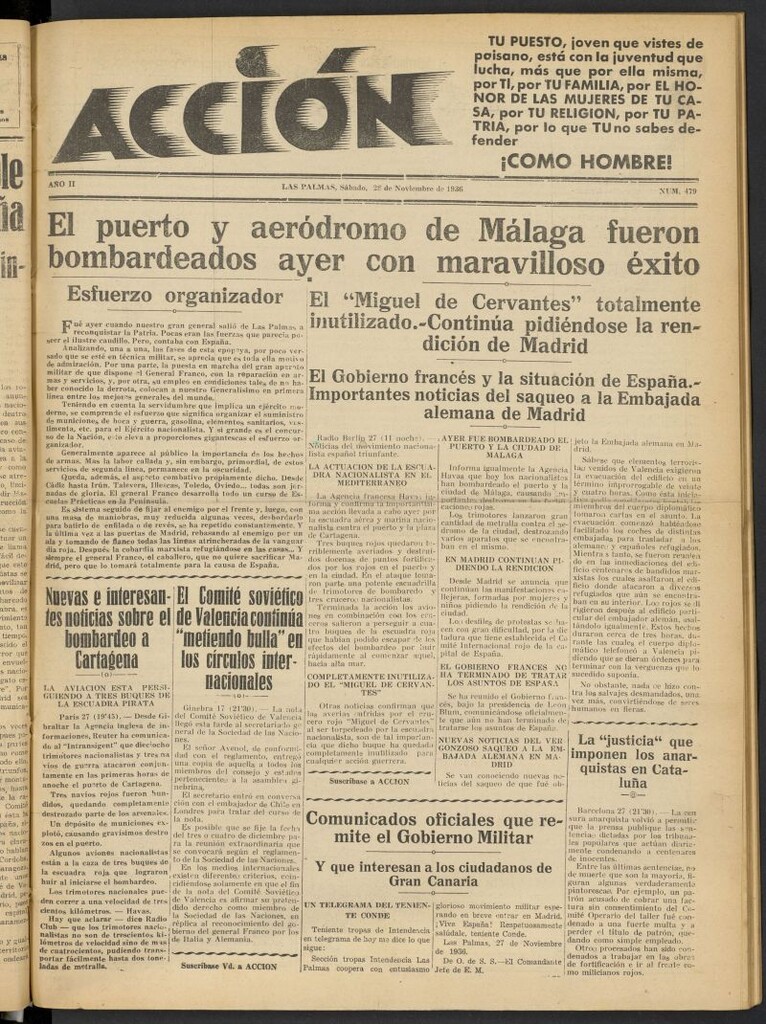 Miniatura de Acción (Las Palmas de Gran Canaria) del 28 de noviembre de 1936, nº 479