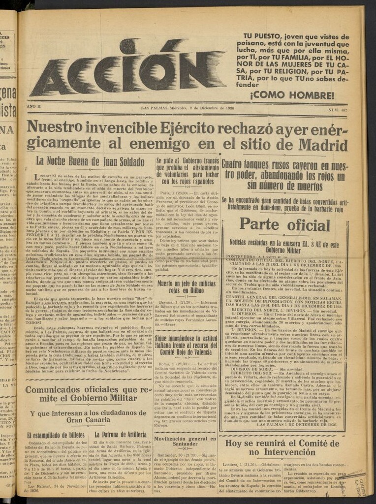 Miniatura de Acción (Las Palmas de Gran Canaria) del 2 de diciembre de 1936, nº 482