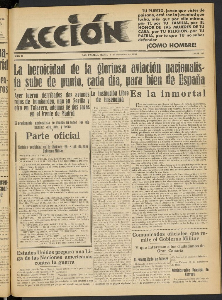 Miniatura de Acción (Las Palmas de Gran Canaria) del 8 de diciembre de 1936, nº 487