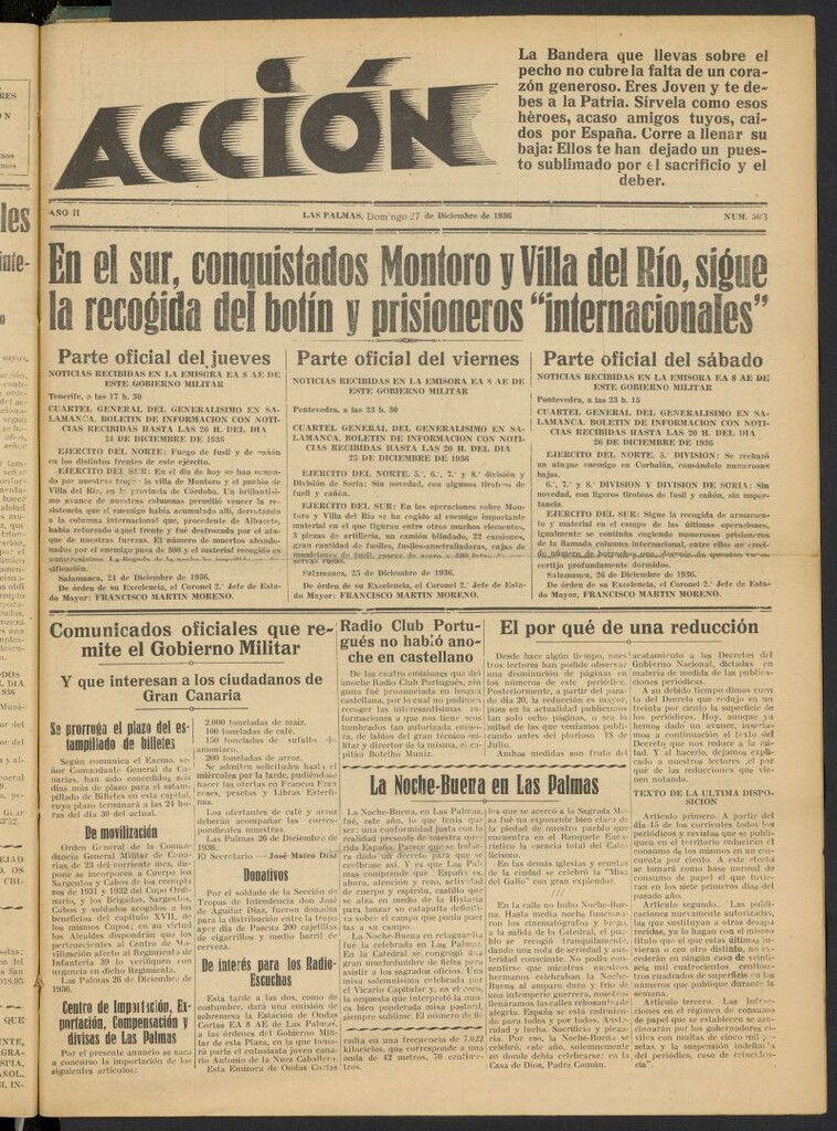 Miniatura de Acción (Las Palmas de Gran Canaria) del 27 de diciembre de 1936, nº 503