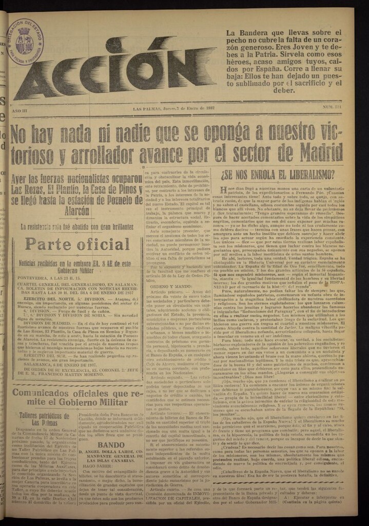 Miniatura de Acción (Las Palmas de Gran Canaria) del 7 de enero de 1937, nº 511