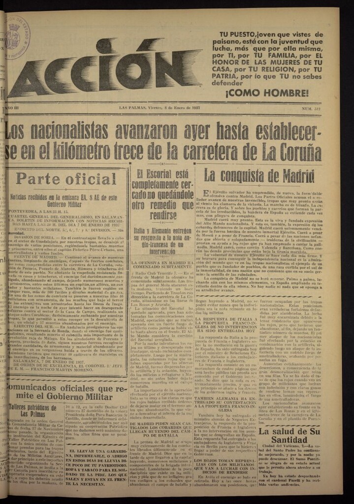 Miniatura de Acción (Las Palmas de Gran Canaria) del 8 de enero de 1937, nº 512