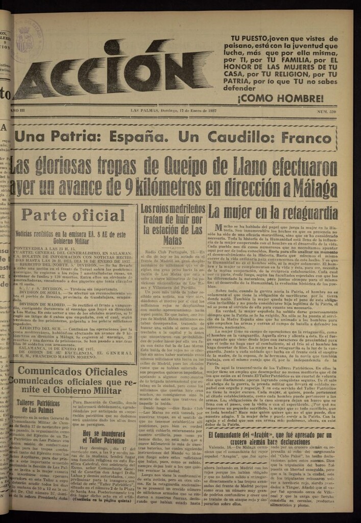 Miniatura de Acción (Las Palmas de Gran Canaria) del 17 de enero de 1937, nº 520