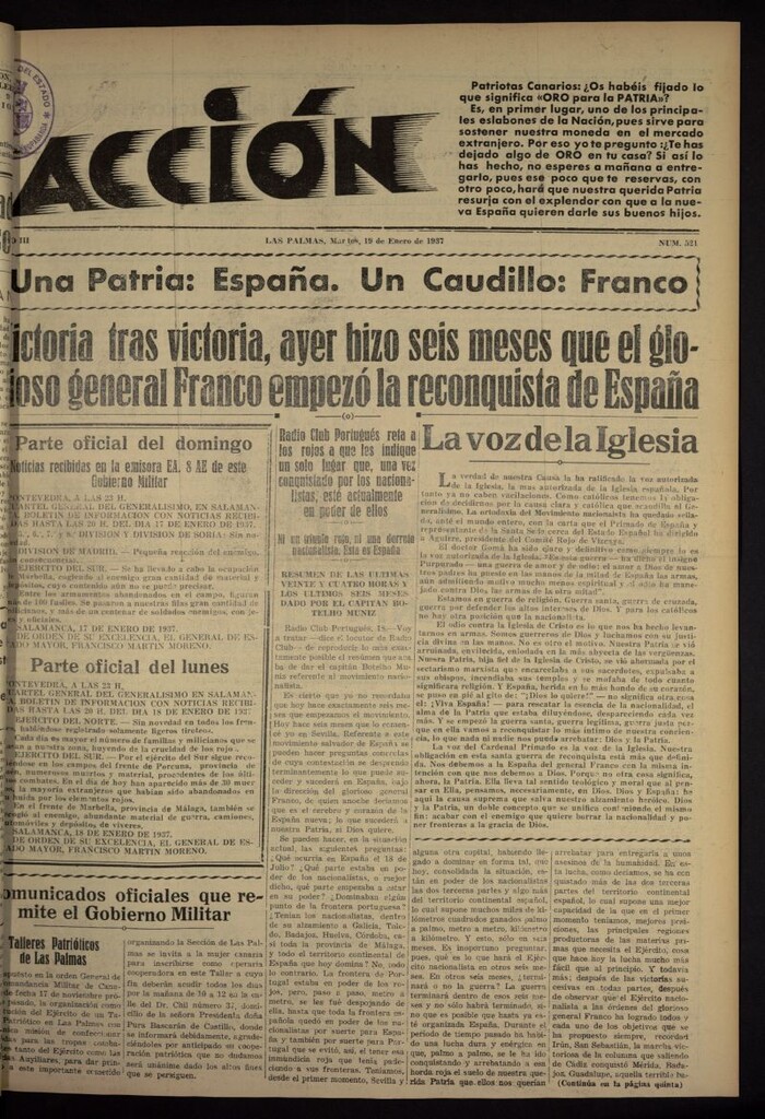 Miniatura de Acción (Las Palmas de Gran Canaria) del 19 de enero de 1937, nº 521