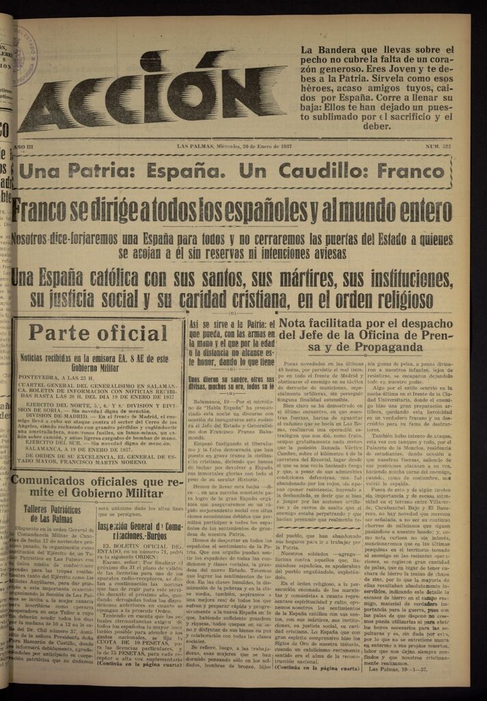 Miniatura de Acción (Las Palmas de Gran Canaria) del 20 de enero de 1937, nº 522
