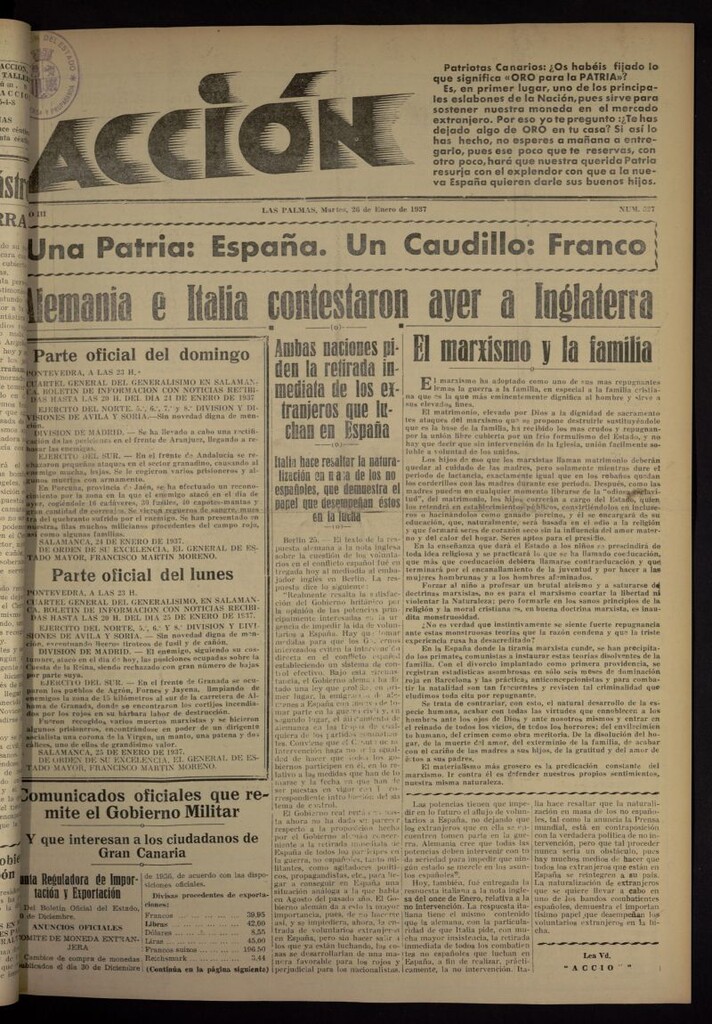 Miniatura de Acción (Las Palmas de Gran Canaria) del 26 de enero de 1937, nº 527