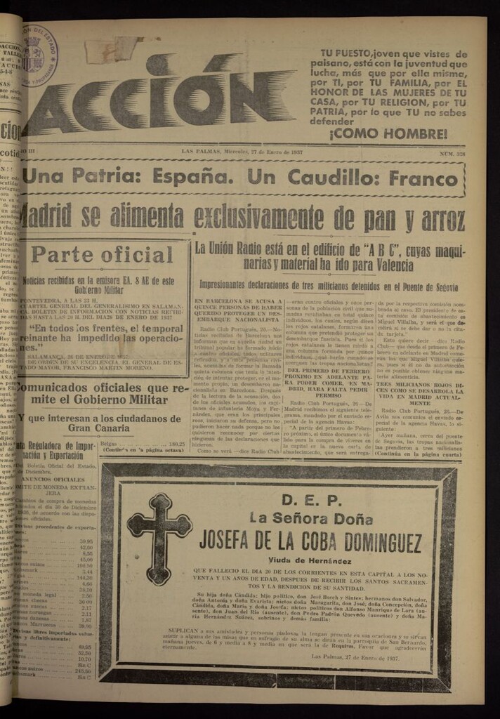 Miniatura de Acción (Las Palmas de Gran Canaria) del 27 de enero de 1937, nº 528
